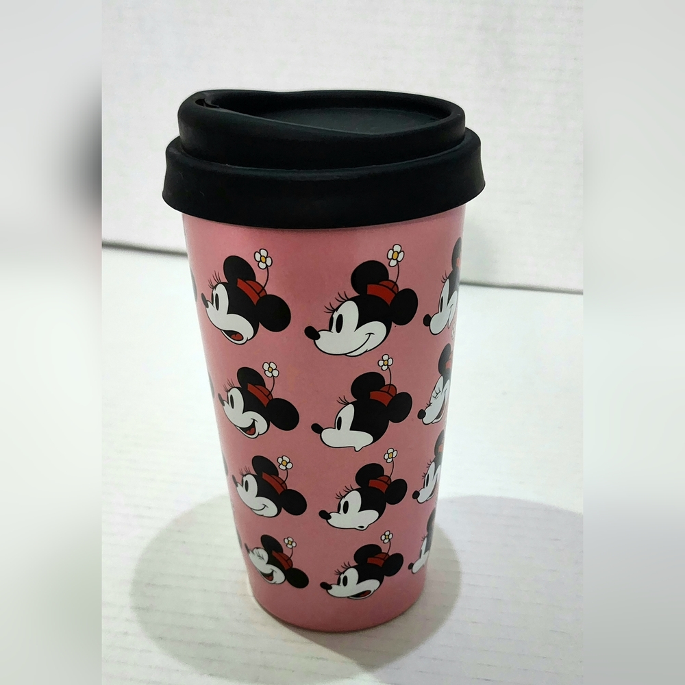 Disneystoreβ Minnie Mouse Coffee Tumbler Black Silicone Lid good condition